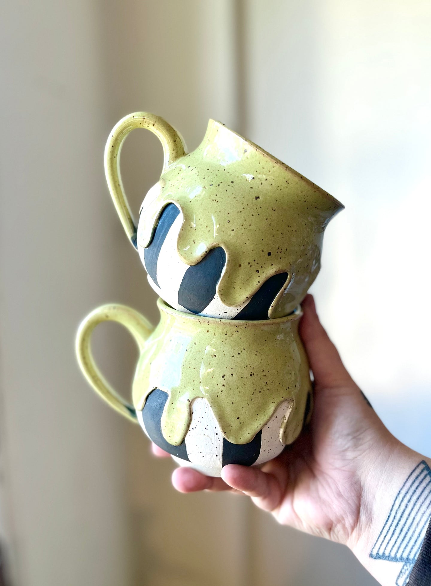 Beetlejuice Striped Drippy Mug