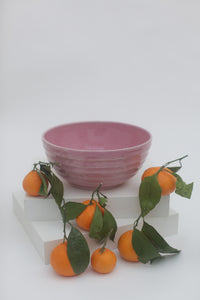 Large Serving Bowl - Pink Ribbed