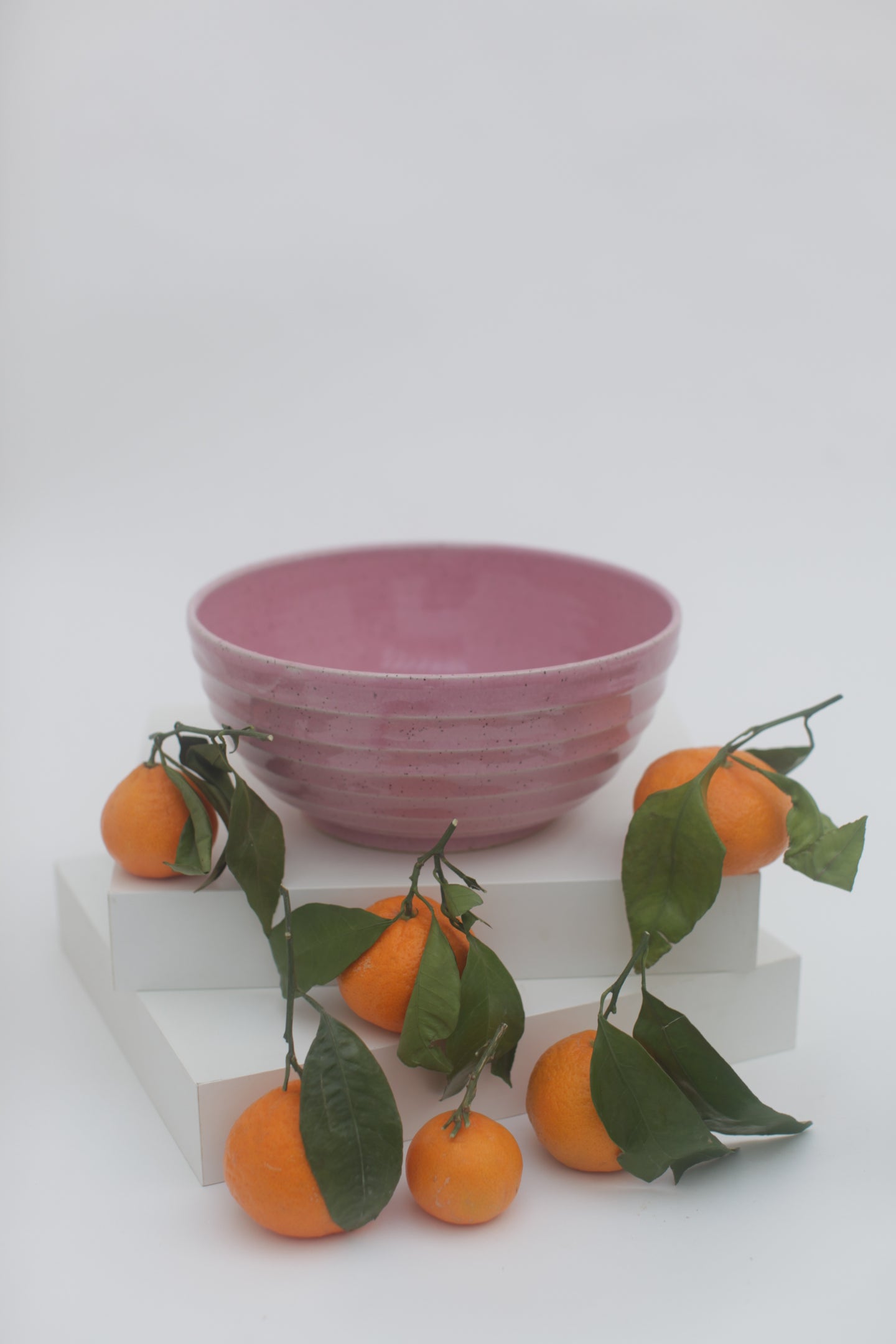 Large Serving Bowl - Pink Ribbed