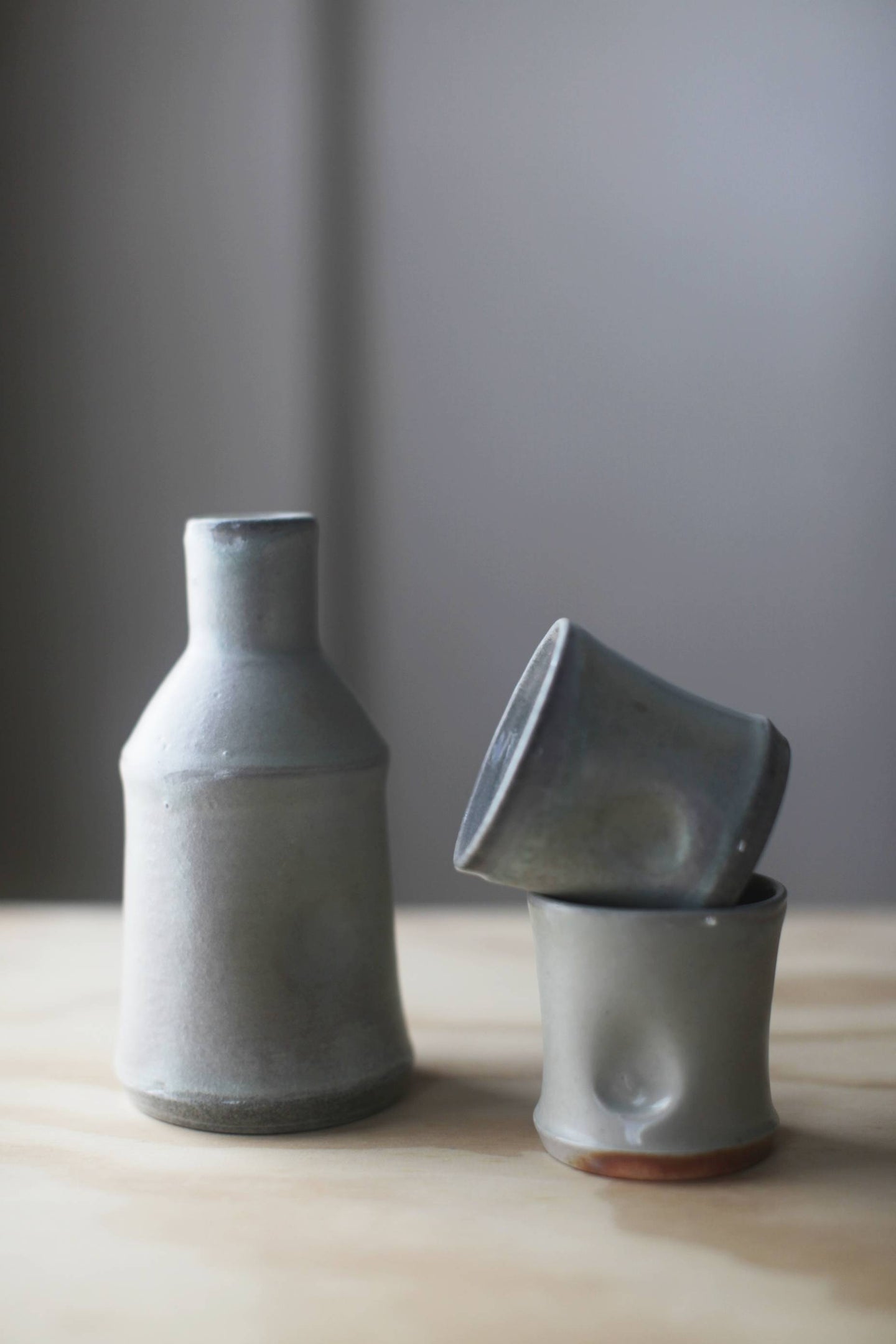 Soda Fired Sake Set - Bottle & 2 cups