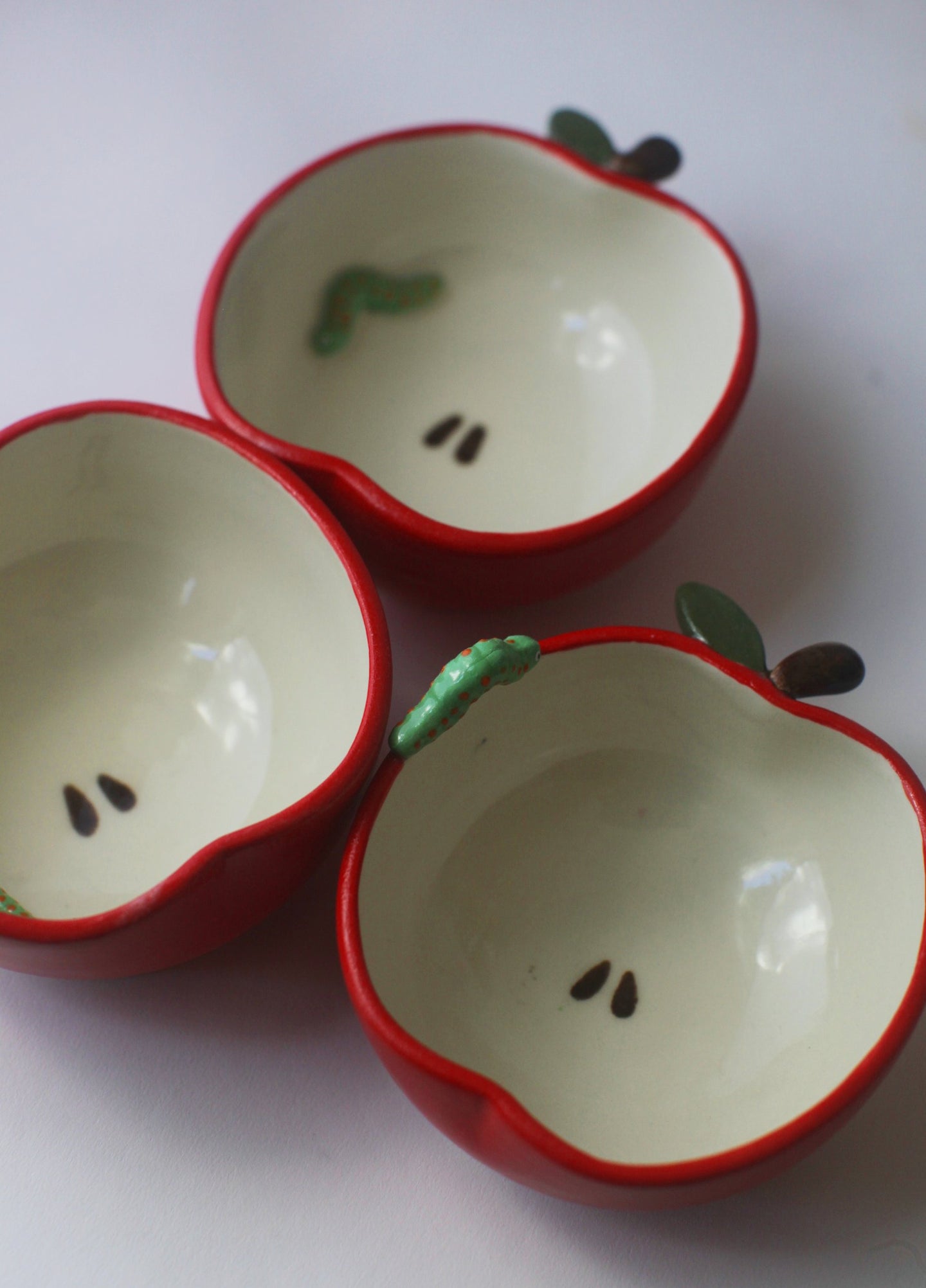 Apple Bowl With Caterpillars