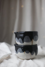 Load image into Gallery viewer, Black &amp; White Petal Matcha Chawan with Spout
